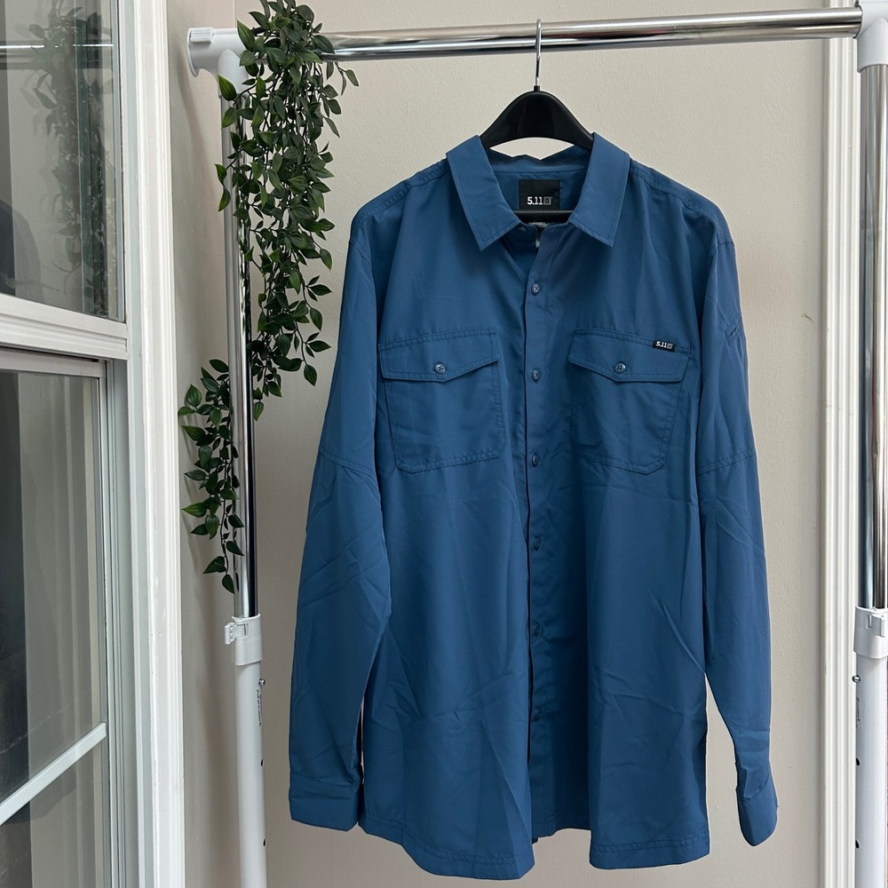 Gently Used 5.11 Tactical Series Men XL Blue Long Sleeve Button Down Shirt